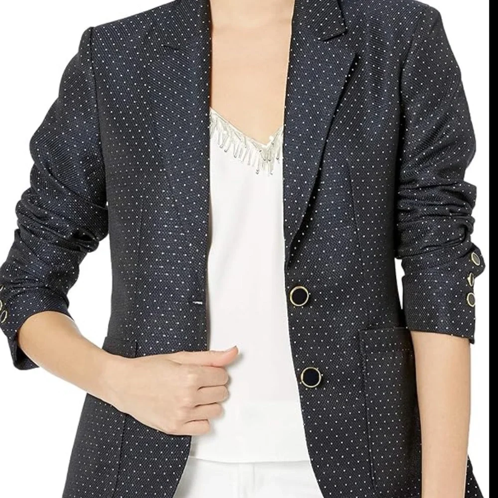 BB Dakota Navy & Gold Polka Dot Blazer - Picture 1 of 7